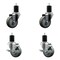 Service Caster 3.5'' Gray Poly Wheel Swivel 1-3/4'' Expanding Stem Caster Set 2 Brakes, 4PK SCC-EX20S3514-PPUB-2-TLB-2-134 - alternate 1